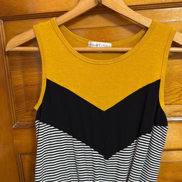 Moa Moa Sleeveless Black White Yellow Blouse Women’s Extra Small - Picture 3 of 6